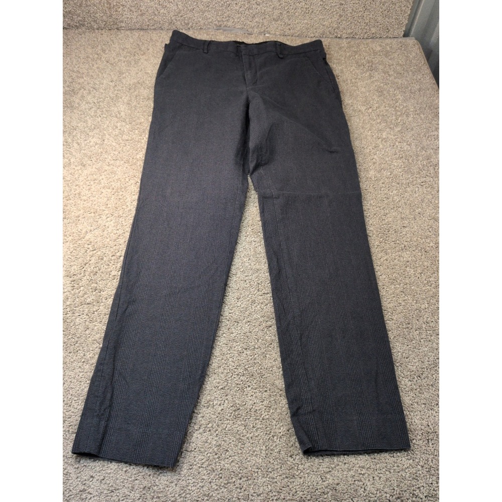 Armani Exchange Mens 34 Reg Gray Glen Check Plaid 100% Cotton Dress Pants AX